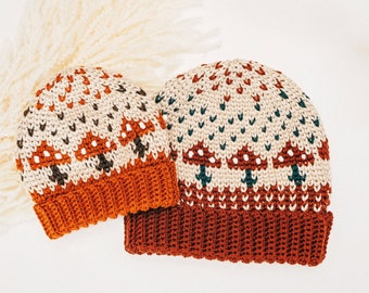 CROCHET PATTERN + VIDEO How To Crochet An Amanita Mushroom Hat Crochet Pattern, Crochet Beanie Sizes Baby to Adult