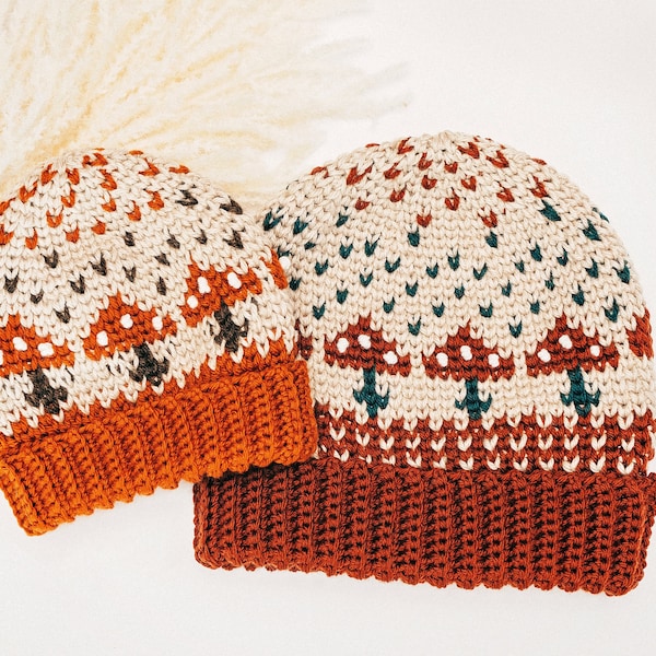 How To Crochet An Amanita Mushroom Hat Crochet Pattern, Hat sizes baby to adult, Video Tutorial Included, Digital File Downloadable PDF.