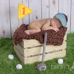 Little Golfer Crochet PATTERN Instant Download, Hole in One Newborn Golf Set, Crochet Golf Baby Gift image 3