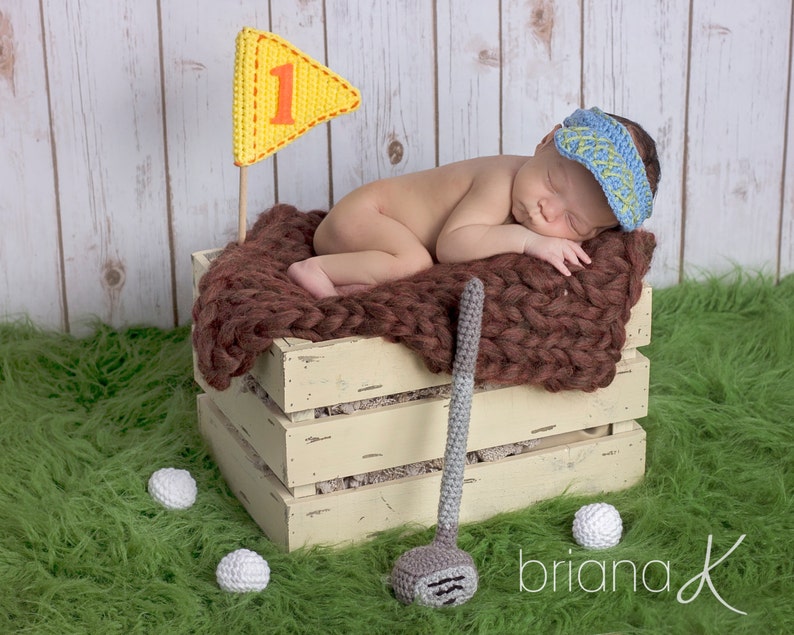 Little Golfer Crochet PATTERN Instant Download, Hole in One Newborn Golf Set, Crochet Golf Baby Gift image 3