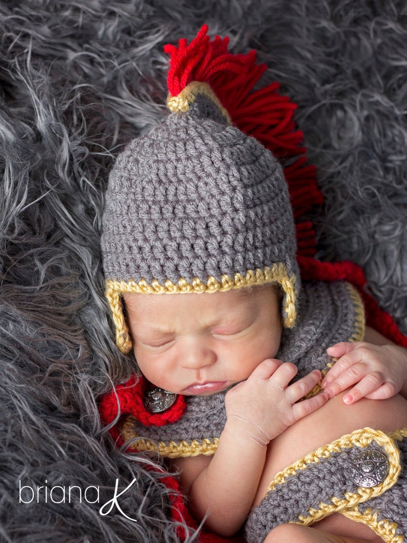 Crochet Pattern Gladiator Roman Spartan Warrior Newborn Set, Instant Download, baby newborn photography prop, easy to follow crochet pattern image 5