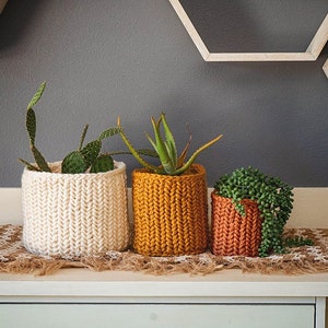 Herringbone Crochet Basket PDF PATTERN, Instant Download. Home Decor Plant Crochet Basket in Three Size Options image 5