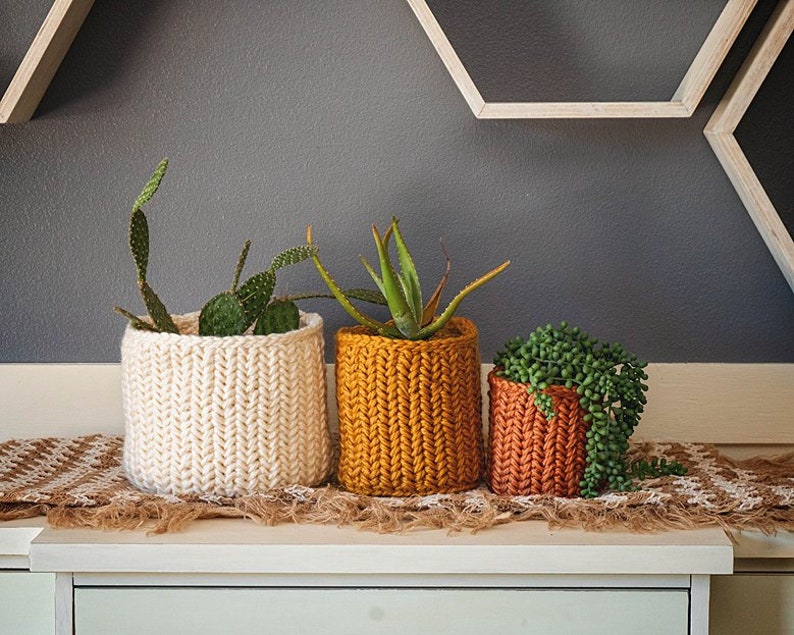 Herringbone Crochet Basket PDF PATTERN, Instant Download. Home Decor Plant Crochet Basket in Three Size Options image 5