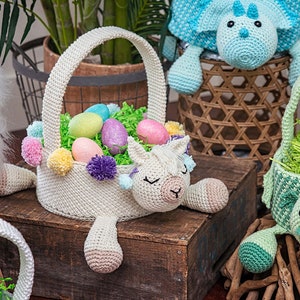 Llama Easter Basket Crochet PATTERN Instant Download, Toy Storage Basket, No Drama Llama image 8