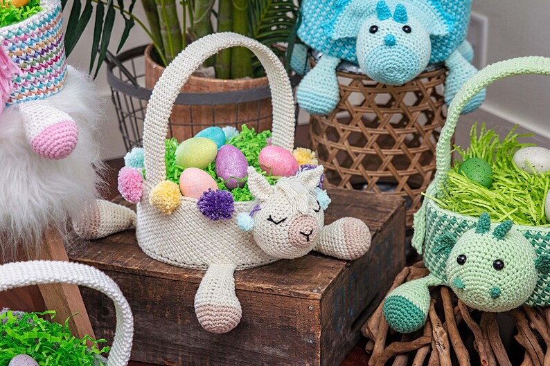 Llama Easter Basket Crochet PATTERN Instant Download, Toy Storage Basket, No Drama Llama image 8