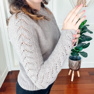 Lovely Lace Crochet Sweater, Downloadable PDF, Learn to Make a Lace Sleeve Sweater with a Video Tutorial, Crochet Sweater, 9 sizes included.