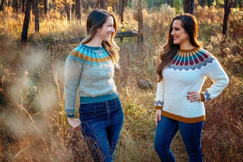 CROCHET PATTERN + VIDEO Traveler Fair Isle Crochet Sweater, xs to 5x sizes, Pullover Crochet Colorwork Pattern, Video Tutorial Incl. image 3