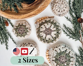 CROCHET PATTERN + VIDEO How to Crochet A Granny Hexagon Christmas Ornament. Instant Digital Download Pattern - Easy Bauble