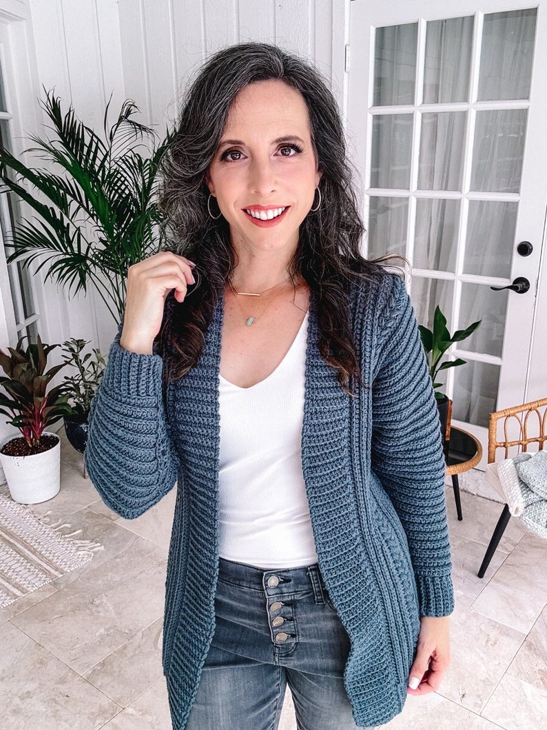 Easy Flat Crochet Cardigan Pattern with a Ribbed Crochet Style. Video Tutorial Included, Size-Inclusive from XS-5X, Autumn Wheat Cardigan. image 1
