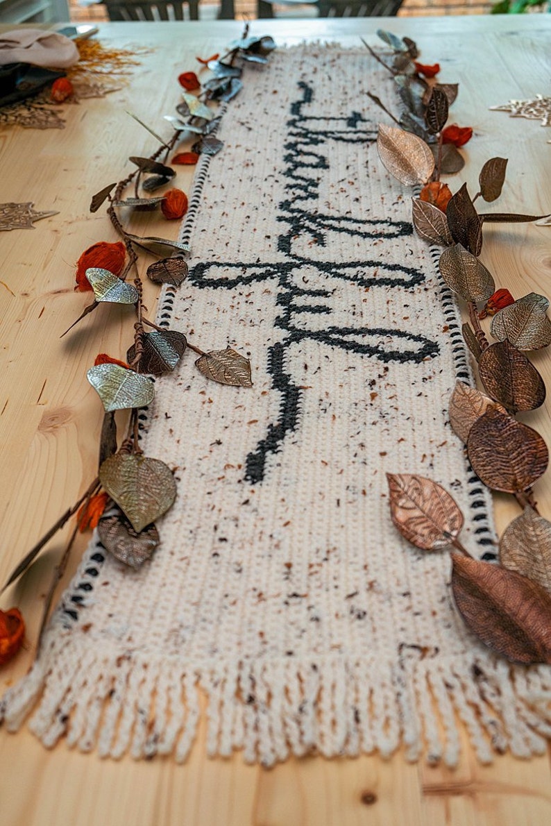 Thankful Crochet Table Runner Pattern Home Decor Instant Etsy