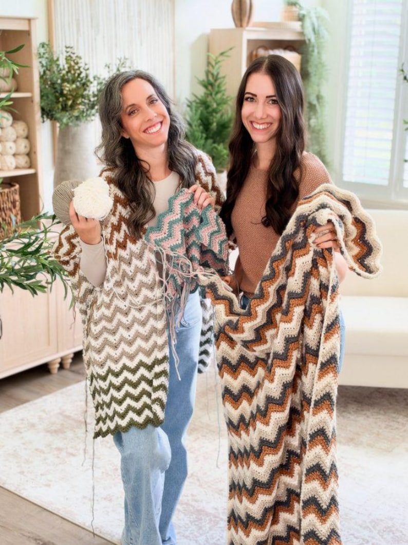 Ripple Crochet Blanket and Ripple Crochet Washcloth patterns by Briana K Designs, chevron zigzag blanket with cotton washcloths