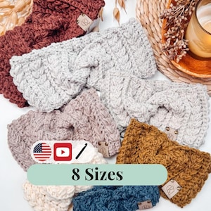 CROCHET PATTERN + VIDEO Crochet Twisted Wheat Stitch™ Ear Warmer Pattern 8 Sizes | Cozy Winter Headband | Beginner-Friendly +Video Tutorial