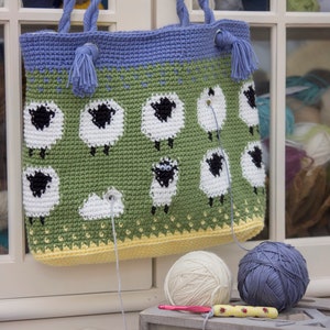 CROCHET PATTERN + VIDEO Crochet Sheep Lamb Pattern Project Bag Purse, Instant Download