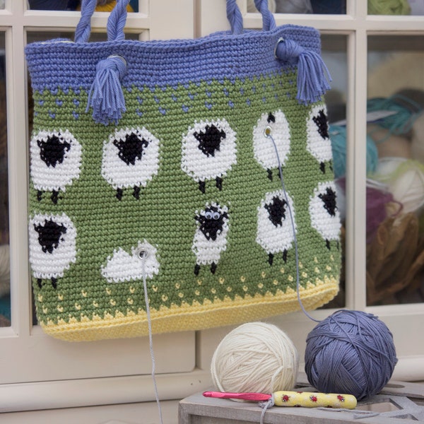 Crochet Sheep Lamb Pattern Project Bag Purse, Instant Download
