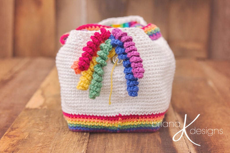 Crochet Pattern Unicorn Farts Project Bag Tote Yarn Bag, Instant Download, Handbag accessory, easy to follow crochet pattern instructions image 2