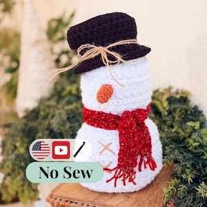 CROCHET PATTERN + VIDEO Crochet Pattern Snowman, Wheat Stitch™ Snowman Amigurumi, Holiday Decor Gift, Beginner-Friendly Winter Softie