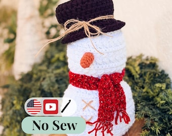 CROCHET PATTERN + VIDEO Crochet Pattern Snowman, Wheat Stitch™ Snowman Amigurumi, Holiday Decor Gift, Beginner-Friendly Winter Softie