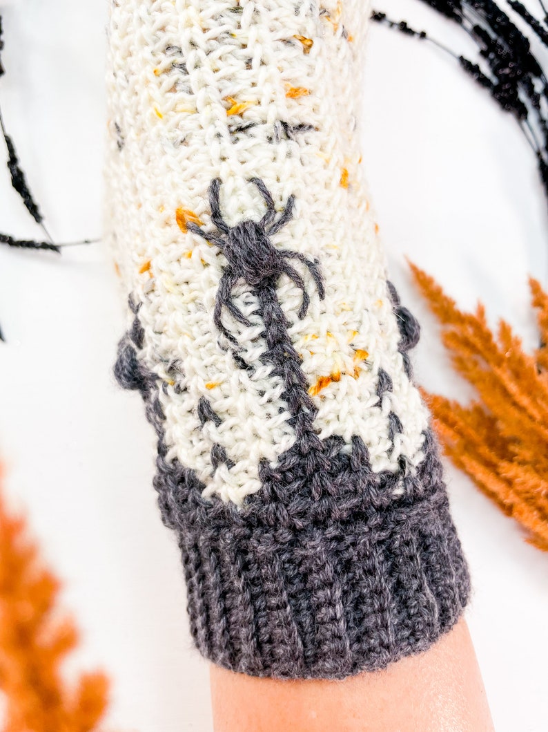 Creepy Crawly Spider Crochet Sock Pattern, Instant Download, Easy to follow crochet pattern with video, footwear fashion, intermediate image 5