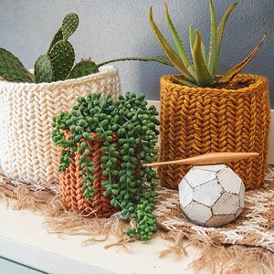 Herringbone Crochet Basket PDF PATTERN, Instant Download. Home Decor Plant Crochet Basket in Three Size Options image 7