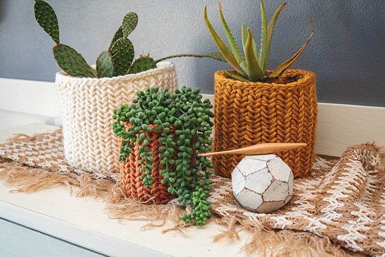 Herringbone Crochet Basket PDF PATTERN, Instant Download. Home Decor Plant Crochet Basket in Three Size Options image 7
