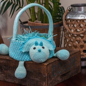 Dinosaur Easter Basket Crochet PATTERN Instant Download, Toy Storage Basket image 7