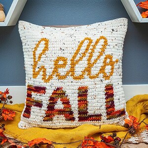 Hello Fall Crochet Pillow Cover Home Decor, Instant Download PDF Pattern, Includes Chart, Holiday Fall Decor Crochet Pattern image 4