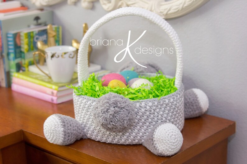 Bunny Easter Basket Crochet PATTERN Instant Download, Toy or Storage Basket, Video Tutorial for the Bunny Basket Included image 7