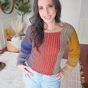 CROCHET PATTERN + VIDEO Beginner Crochet Pullover Pattern - The Dove Crochet Sweater is constructed flat with only two seams. xs-5x sizes. imagem 4