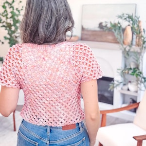 CROCHET PATTERN + VIDEO Circle Leaf Crochet Top Pattern Summer Lace Crochet Shirt – Seamless Top Down Pattern – Size Inclusive xs–5X bild 10