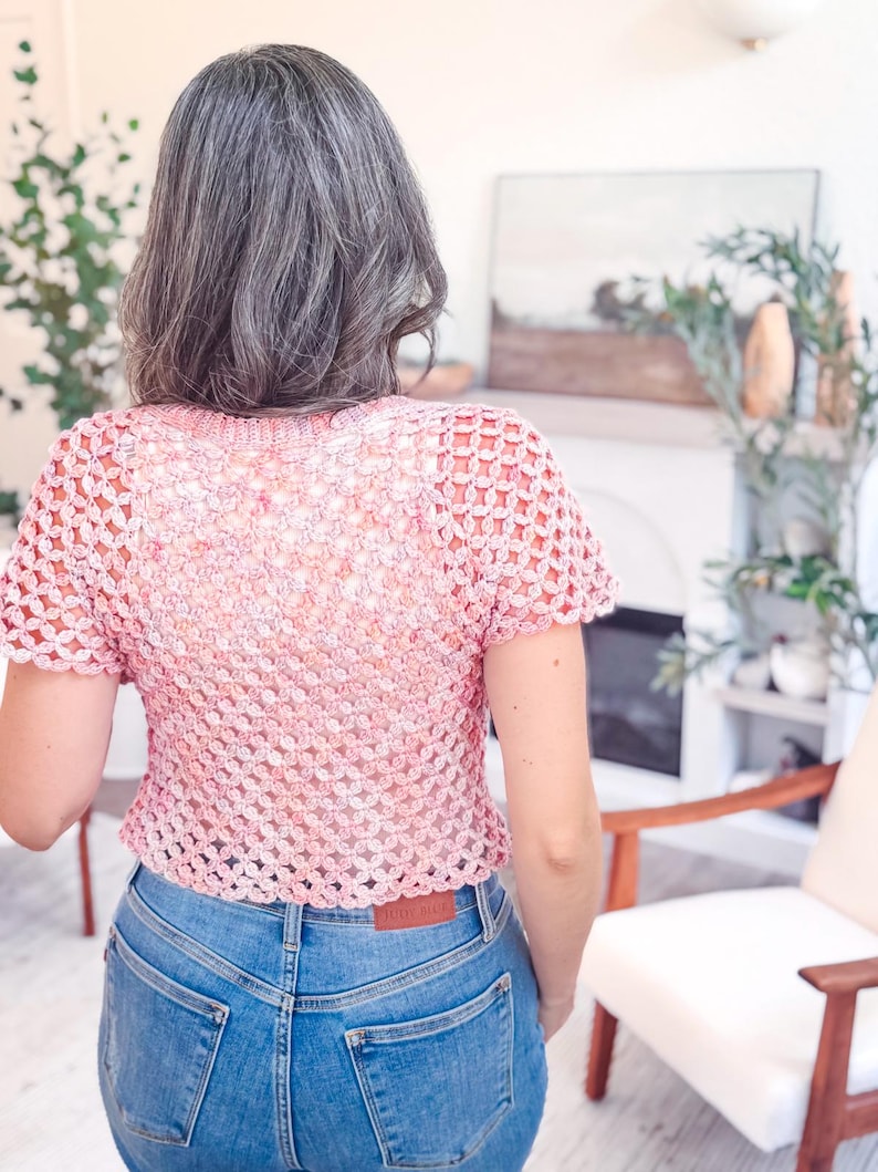CROCHET PATTERN + VIDEO Circle Leaf Crochet Top Pattern Summer Lace Crochet Shirt – Seamless Top Down Pattern – Size Inclusive xs–5X bild 10