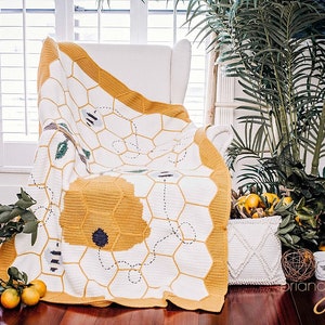Buzzing Beehive Crochet Blanket Instant Download PDF Pattern, Home Decor, Hexagon Quilt Style Crochet image 6