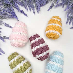 Wheat Stitch™ Easter Egg Crochet Pattern, Reusable Basket Filler, Scrap Yarn Project, Video Tutorial
