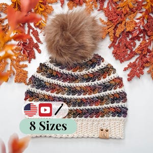 CROCHET PATTERN + VIDEO Textured Wheat Stitch™ Hat Crochet Pattern + Video Tutorial Puff Stitch Beanie Pdf Newborn-Adult + Market & Gift Tag