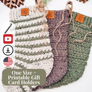CROCHET PATTERN + VIDEO Wheat Stitch™ Crochet Christmas Stocking Pattern, Handmade Holiday Mantel Diy Crochet Stocking, Beginner Friendly