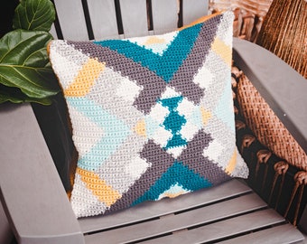 Crocheted Quilt Pillow Cover Pattern, Modern Home Decor, Instant Download PDF Pattern. Includes 3 types of pattern instructions.