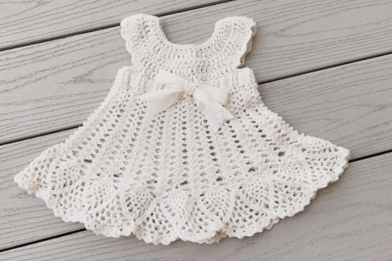 Sophia Heirloom Dress Crochet Pattern, Newborn to 3 months, Baptism, Blessing, Baby Gift, Beautiful Baby Dress image 1