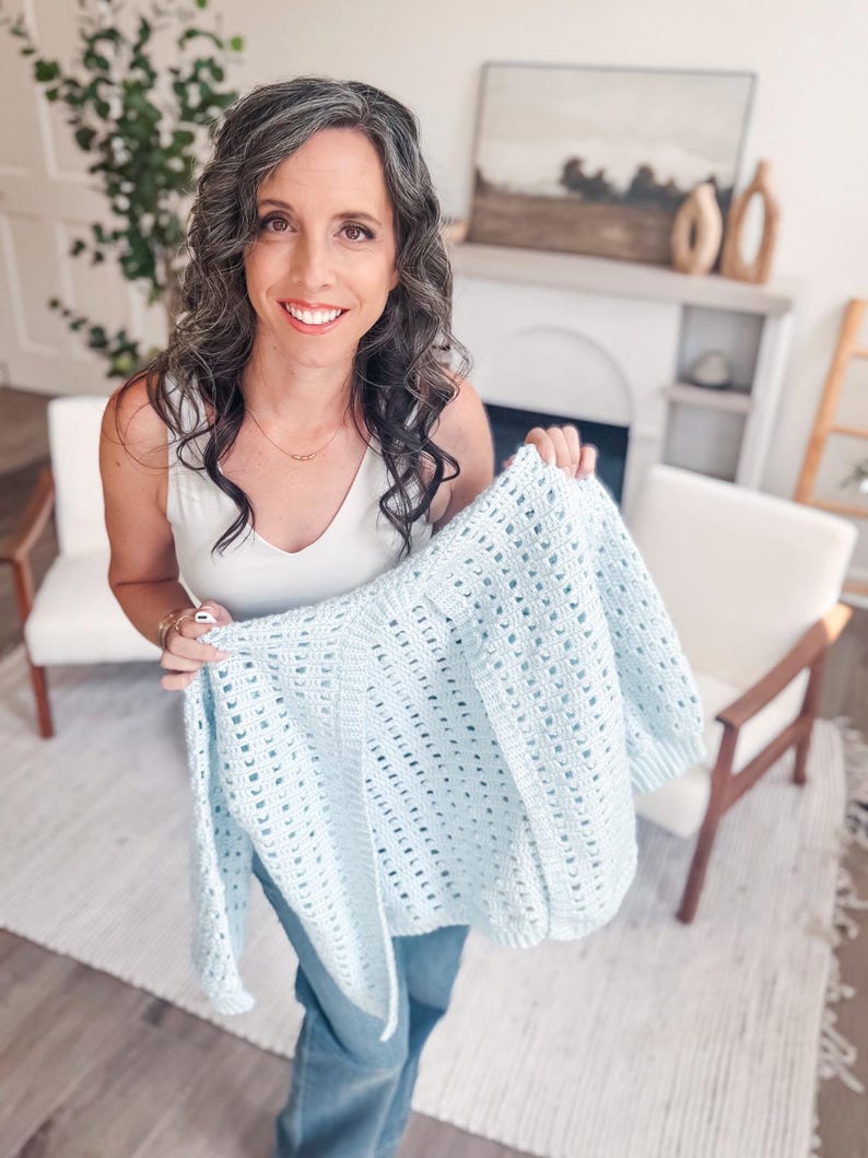 CROCHET PATTERN + VIDEO Easy Crochet Cardigan with only 2 Seams! The Hummingbird Cardi has guided diagrams and is crocheted flat! image 11