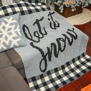 Let It Snow Blanket & Pillow Instant Download PDF Pattern, Home Decor, Holiday Crochet Decor Pattern, Snowflake Pillow