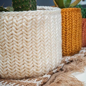Herringbone Crochet Basket PDF PATTERN, Instant Download. Home Decor Plant Crochet Basket in Three Size Options image 4