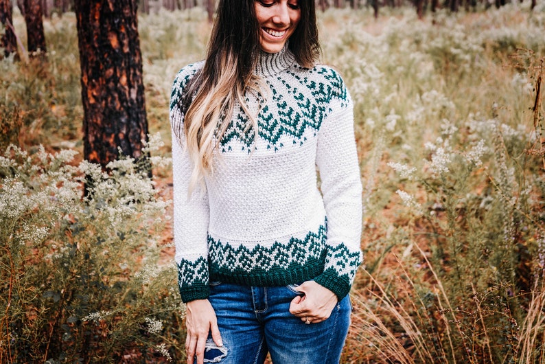 Cozy Fair Isle Crochet Sweater Pattern with Video Tutorial & Charts, XS to 5X Sizes image 10