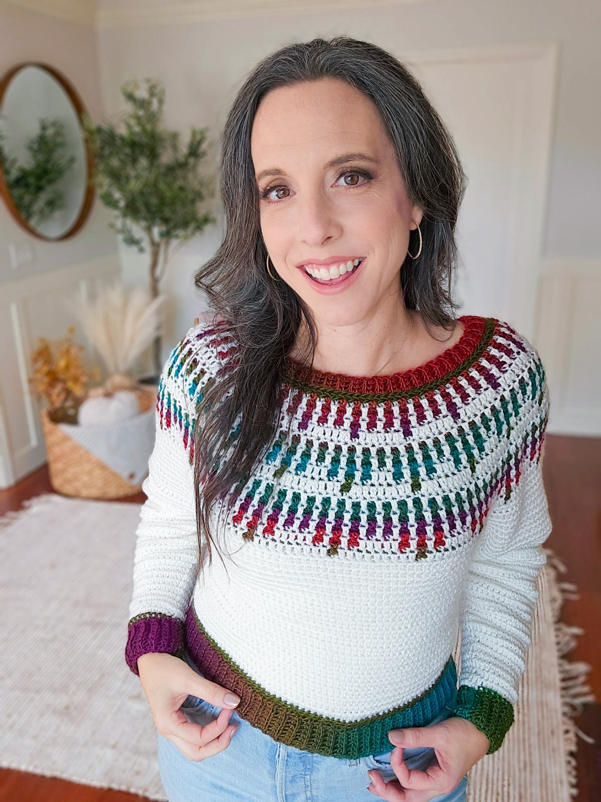 CROCHET PATTERN + VIDEO Mosaic Ridge Crochet Sweater Pattern