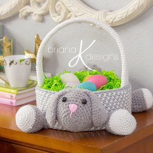 Bunny Easter Basket Crochet PATTERN Instant Download, Toy or Storage Basket, Video Tutorial for the Bunny Basket Included image 3