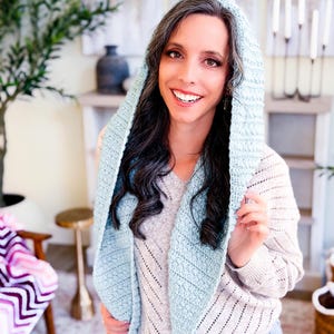 CROCHET PATTERN + VIDEO Wheat Stitch™ Hooded Scarf Crochet Pattern Hood Scarf Pdf Winter Accessory Wrap + Video Tutorial image 5