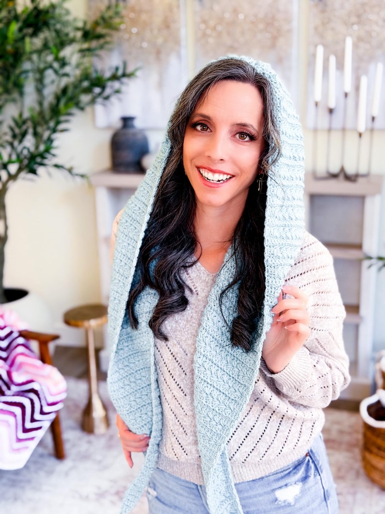 CROCHET PATTERN + VIDEO Wheat Stitch™ Hooded Scarf Crochet Pattern Hood Scarf Pdf Winter Accessory Wrap + Video Tutorial image 5