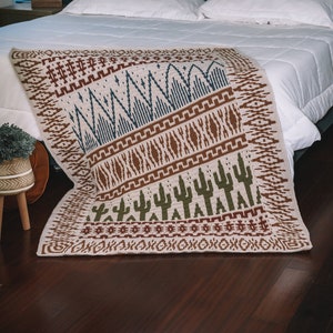 CROCHET PATTERN Desert Cactus Mosaic Crochet Blanket, Instant Download Pattern, Chart & Written Instructions Mosaic Stitch Video Tutorial