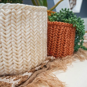 Herringbone Crochet Basket PDF PATTERN, Instant Download. Home Decor Plant Crochet Basket in Three Size Options image 8