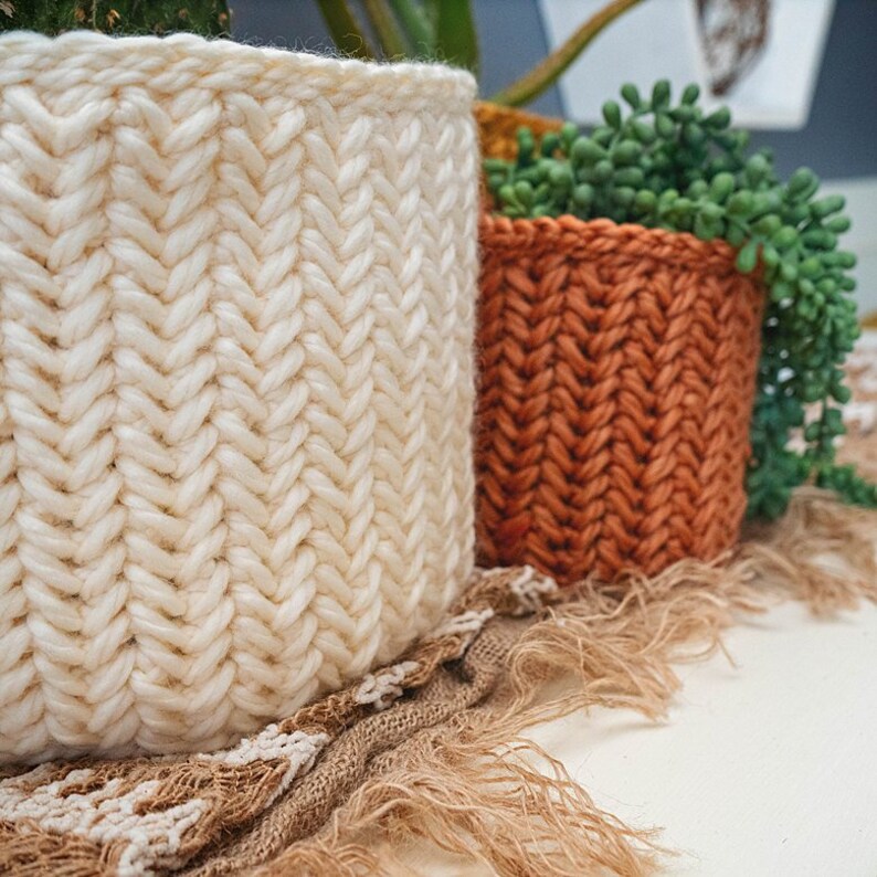 Herringbone Crochet Basket PDF PATTERN, Instant Download. Home Decor Plant Crochet Basket in Three Size Options image 8