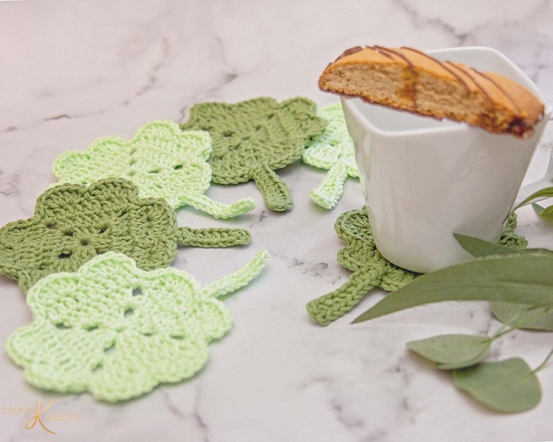 St. Patrick's Shamrock Crochet Coaster Home Decor, Instant Download PDF Pattern, Includes Chart, Holiday Decor Crochet Pattern image 3