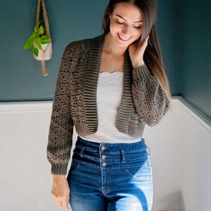 CROCHET PATTERN + VIDEO Diamond Crochet Cardigan, xs to 5x sizes, Open Front Cardigan, Crocheted Flat, Video Tutorial & Charts