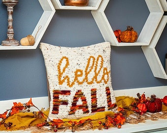 CROCHET PATTERN Hello Fall Crochet Pillow Cover Home Decor, Includes Chart, Holiday Fall Decor Crochet Pattern